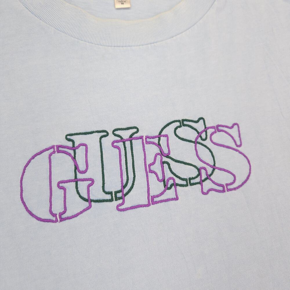 Guess Casual Graphic Short Sleeve Crew Neck T Shirt Mens Size Medium M Blue - Picture 4 of 10